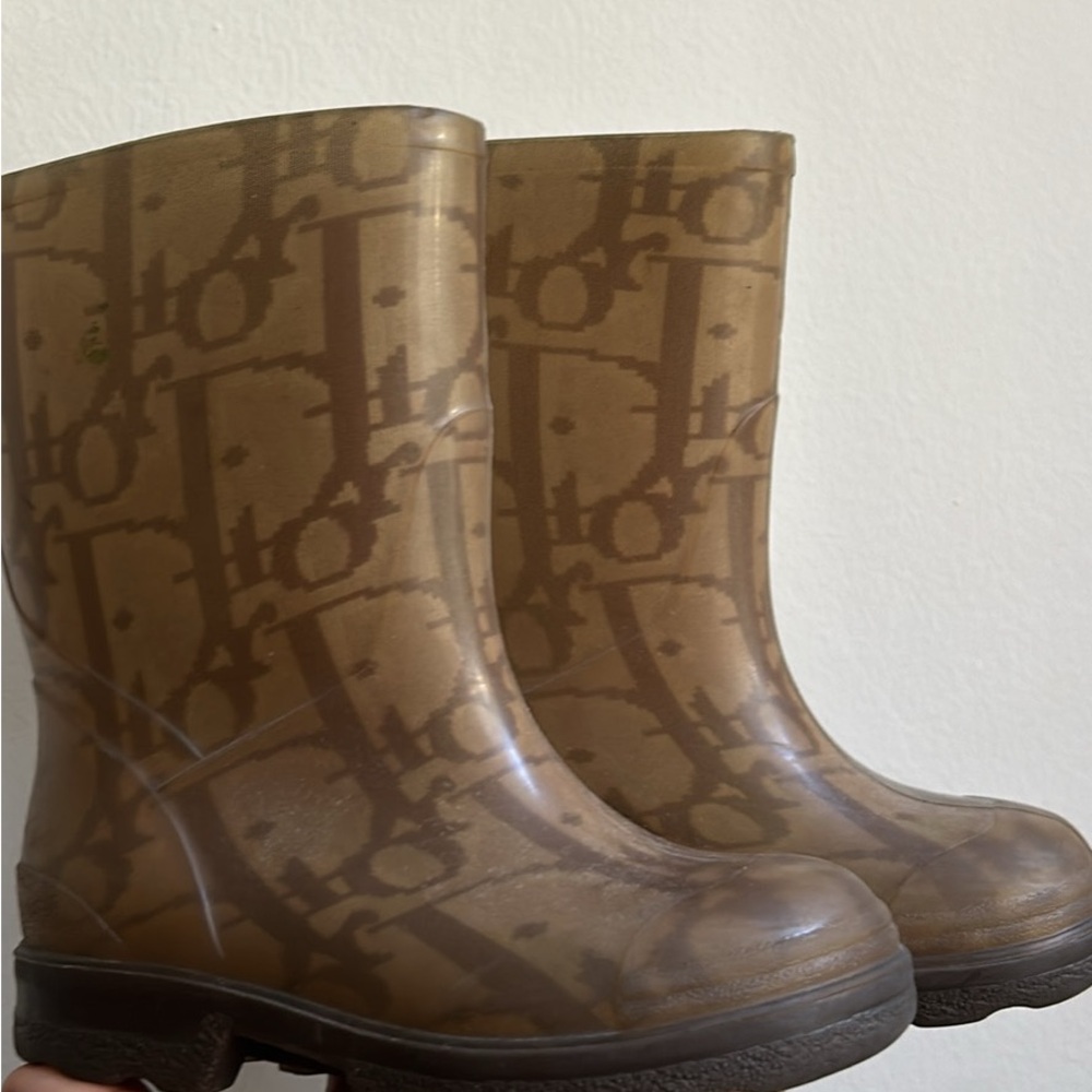 Dior Brown and Cream Monogram Boots